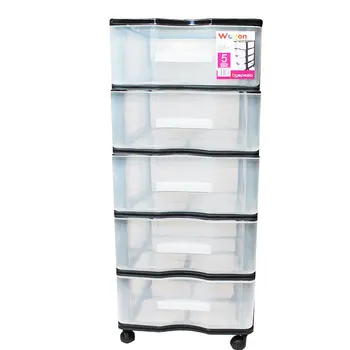 

Wagon-Drawer plastic black 5 drawers with wheels 85x38x39 cm