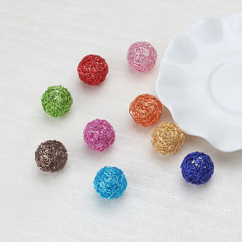 

10pcs/lot Colorful Bronze Bend Wire Hollow Spacers Beads For Jewelry Findings Bend Wire Ball Women Necklace Bracelet Accessories