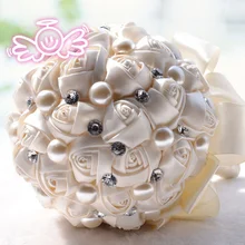 Дешевая атласная ручная работа цветы Свадебный букет Весна невесты свадьба подружки невесты ручной работы Топ