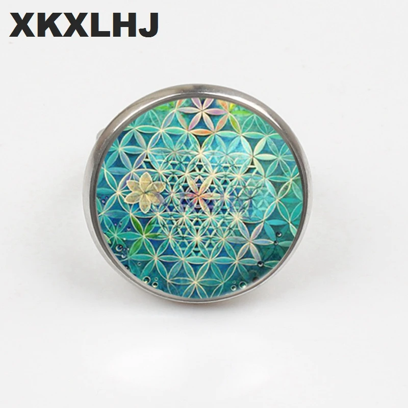 XKXLHJ 2018 Новый Йога счастливый амулет цветок жизни искусство Фото кольцо с