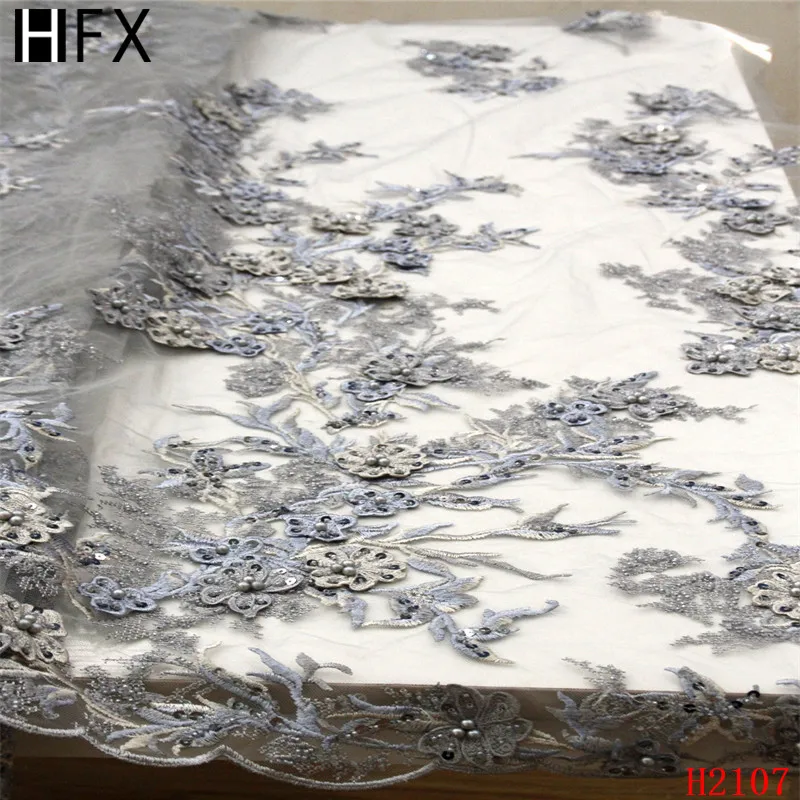 Новый модный стиль bule серый тяжелый ручной работы бисер на сетке вышитое