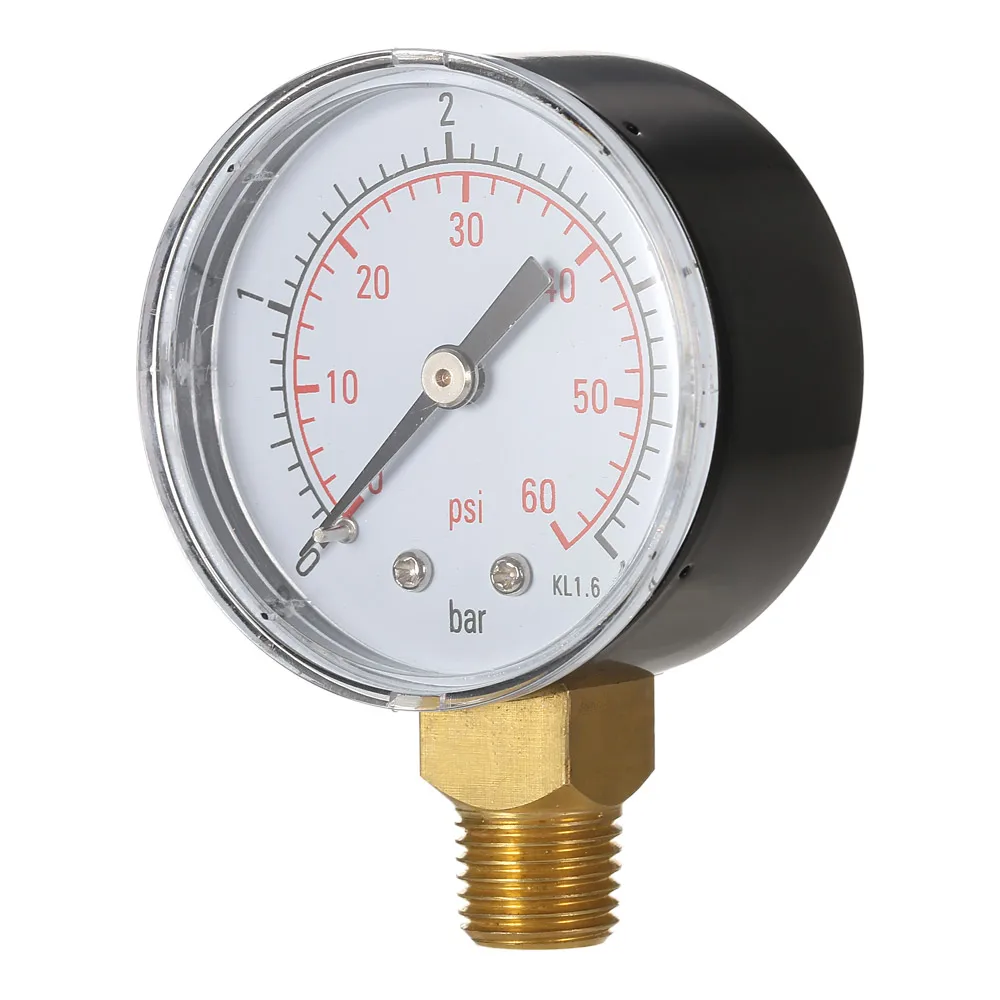 50mm manometer Pool Filter Water Pressure Dial Hydraulic Pressure Gauge manometre pression 1/4" BSPT Thread 0~60psi 0~4bar spring force gauge