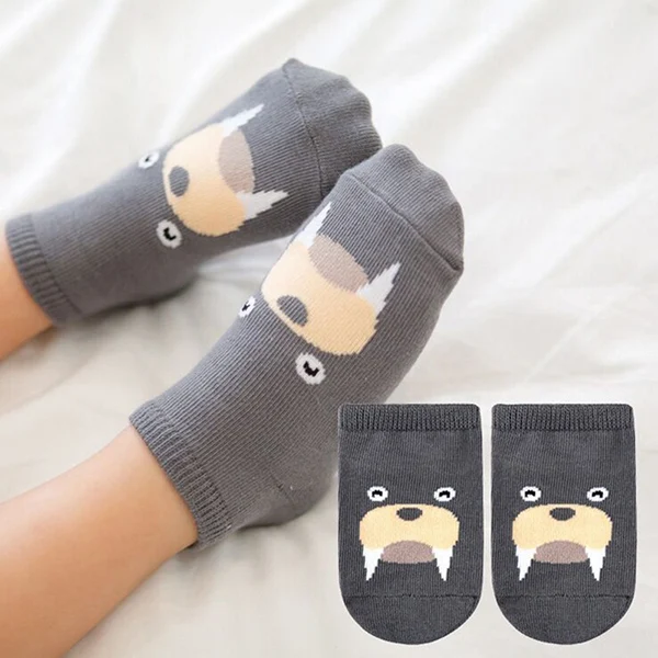 Носки для маленьких мальчиков, хлопковые летние и осенние носки с рисунками животных для новорожденных, нескользящие носки для малышей, короткие носки для девочек 0-2 лет - Цвет: 2