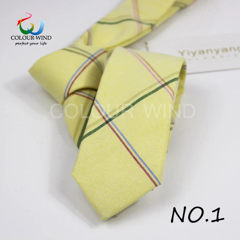 Yiyanyang Новые солнечные мягкие хлопковые галстуки для мужчин коллекции яркий серый синий красный цвета плед Полосатый Узкий галстук мужской галстук - Цвет: 1