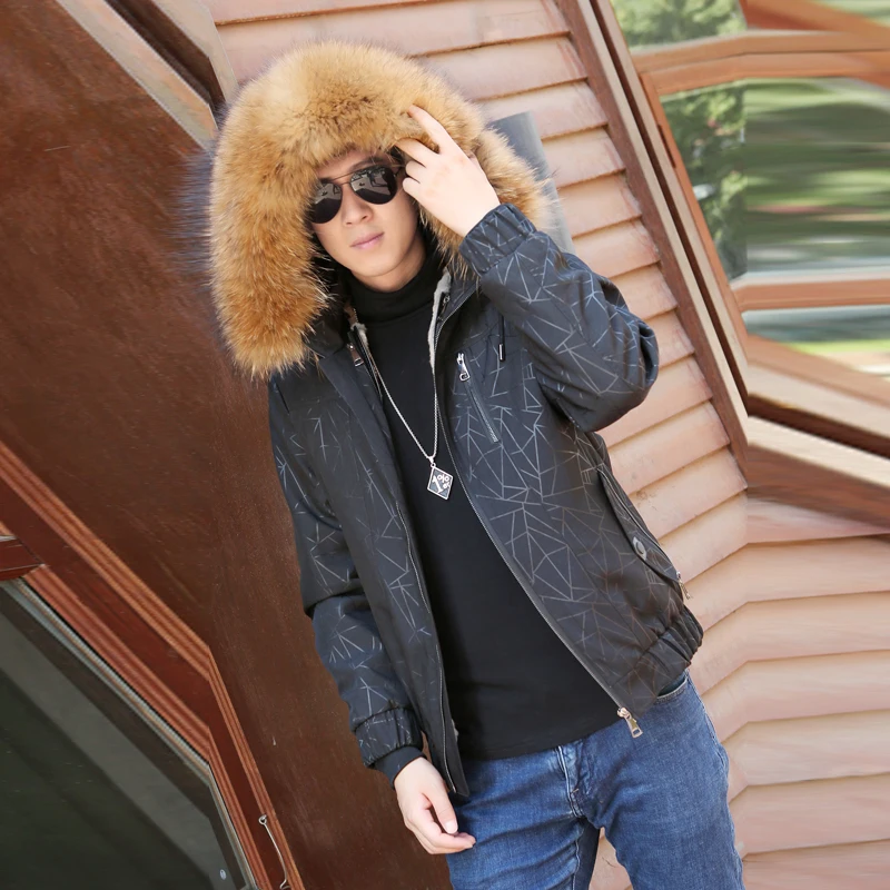 

New fashion detachable rabbit fur liner to overcome the long hooded fur jacket coat jacket pure raccoon fur collar to overcome