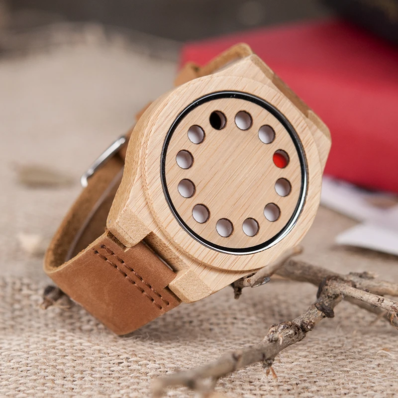 BOBO BIRD L-D08 Men Wooden Watch 12 Holes Brand Design High Quality Quartz Bamboo Watches for Men with Gift Box Drop Shipping