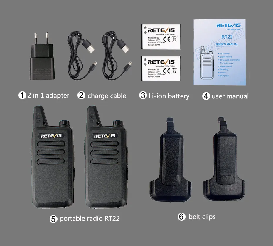 2 шт. RETEVIS RT22 RT622 портативная рация мини PMR радио PMR446 FRS VOX usb зарядка удобный двухсторонний радио коммуникатор Woki Toki