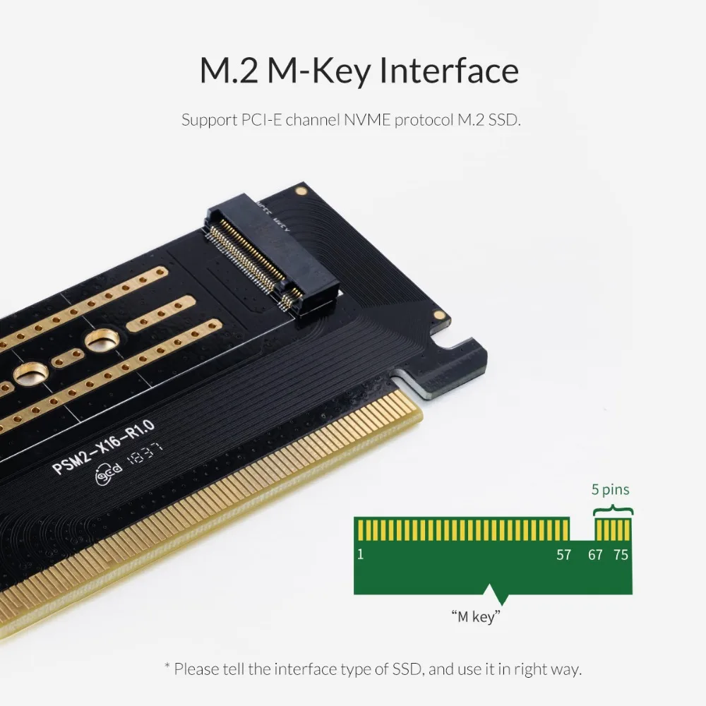 Карта расширения ORICO PCI E M.2 NVME к 3 0 X16 Расширительная карта M key интерфейс Поддержка