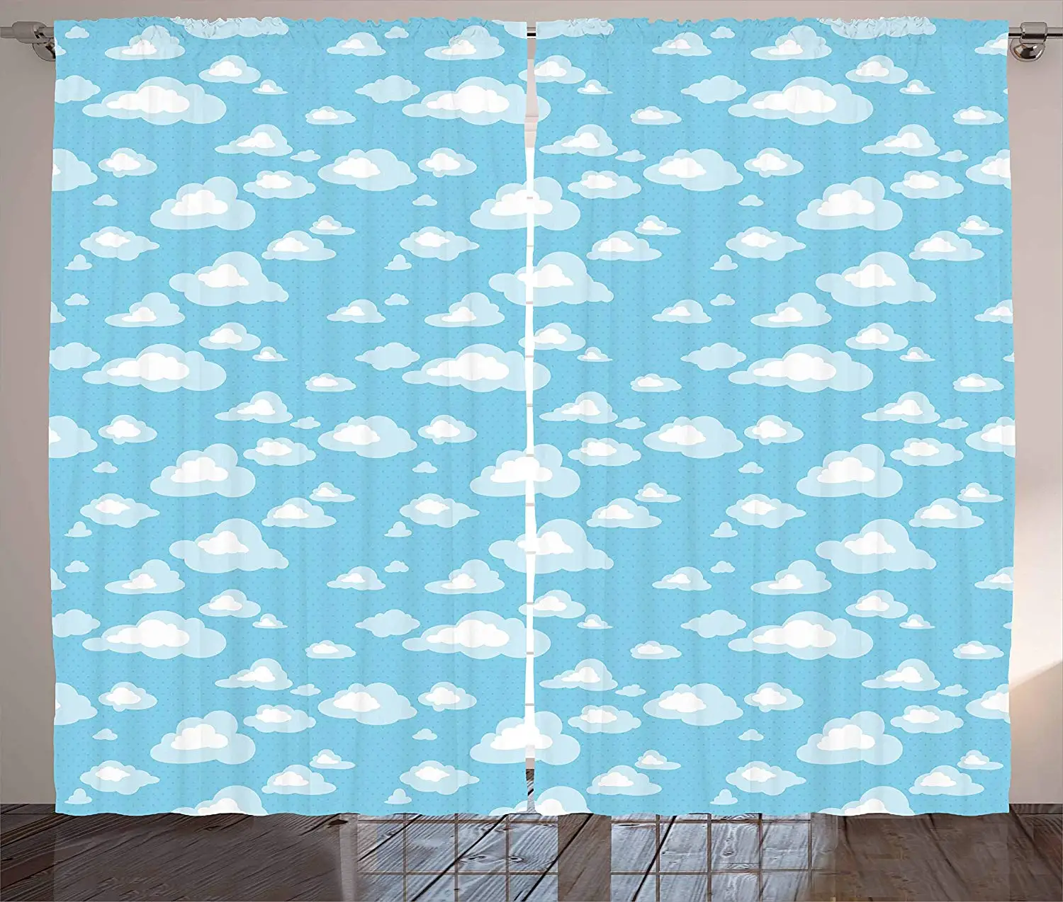 Us 23 24 25 Off Blue And White Curtains Cartoon Sky With Fluffy Clouds Clear Day Baby Pattern Living Room Bedroom Window Drapes Pale In Curtains
