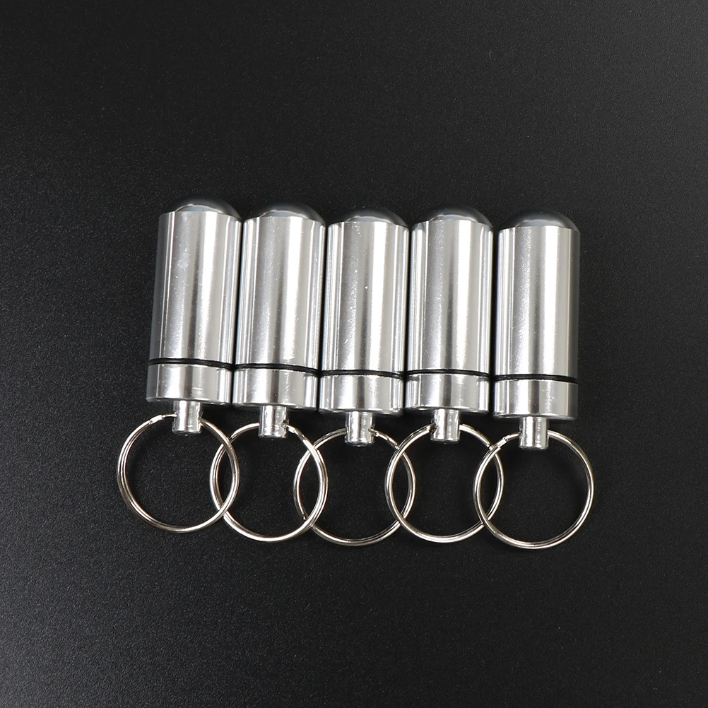

5PCS Waterproof Pill Box Medicine Case Bottle Drug Holder Small Gallipot Keychain Aluminum Alloy Camping Equipment Paracord