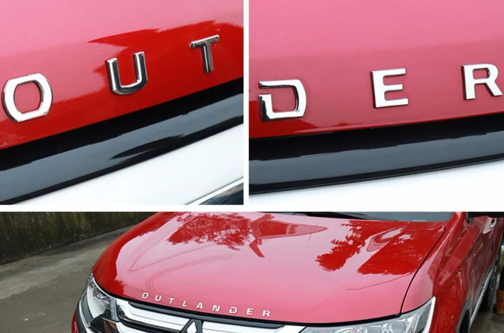 

Stainless Steel SLIM Outlander Wording 3D Letter Sticker Trim For Mitsubishi Outlander 2013-2016