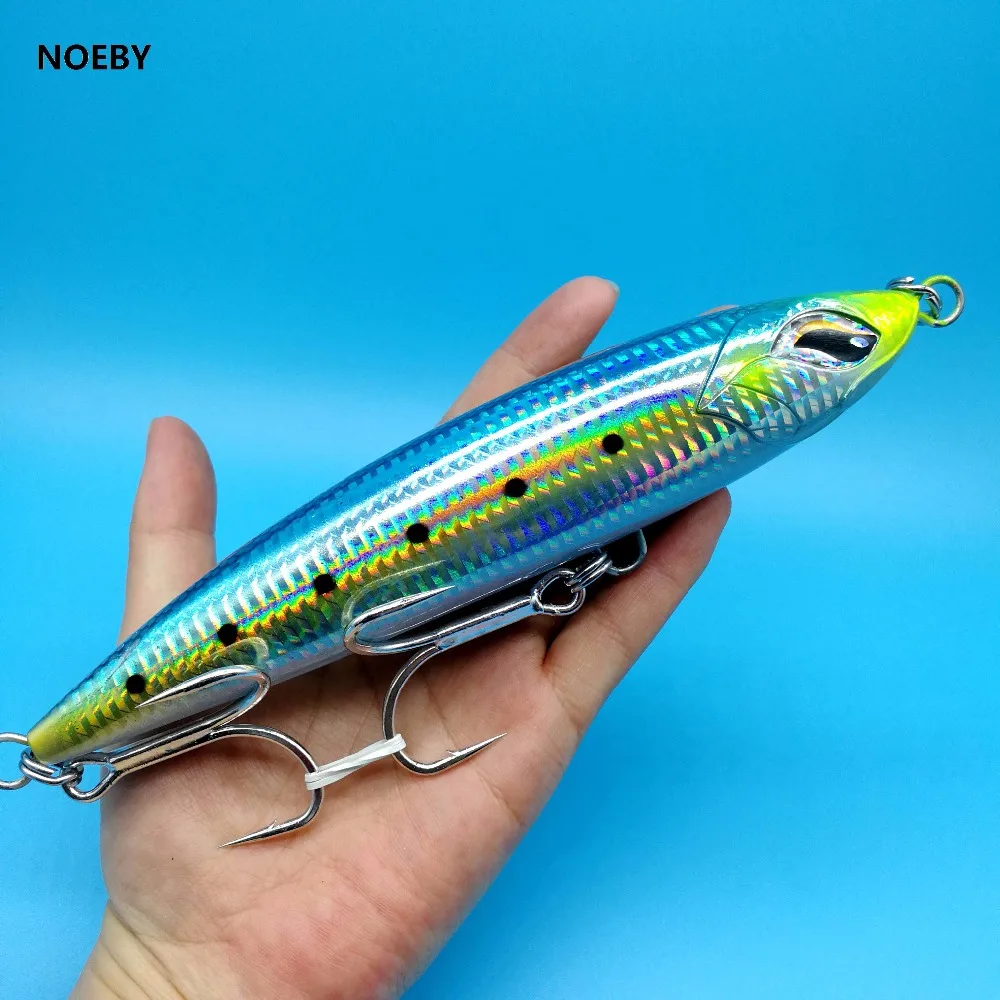 

NOEBY NEW BAIT 1PCS Top-water pencil fishing lure 86g/190mm 7colors 3D EYES big Marlin Tuna Trolling Fishing Lures