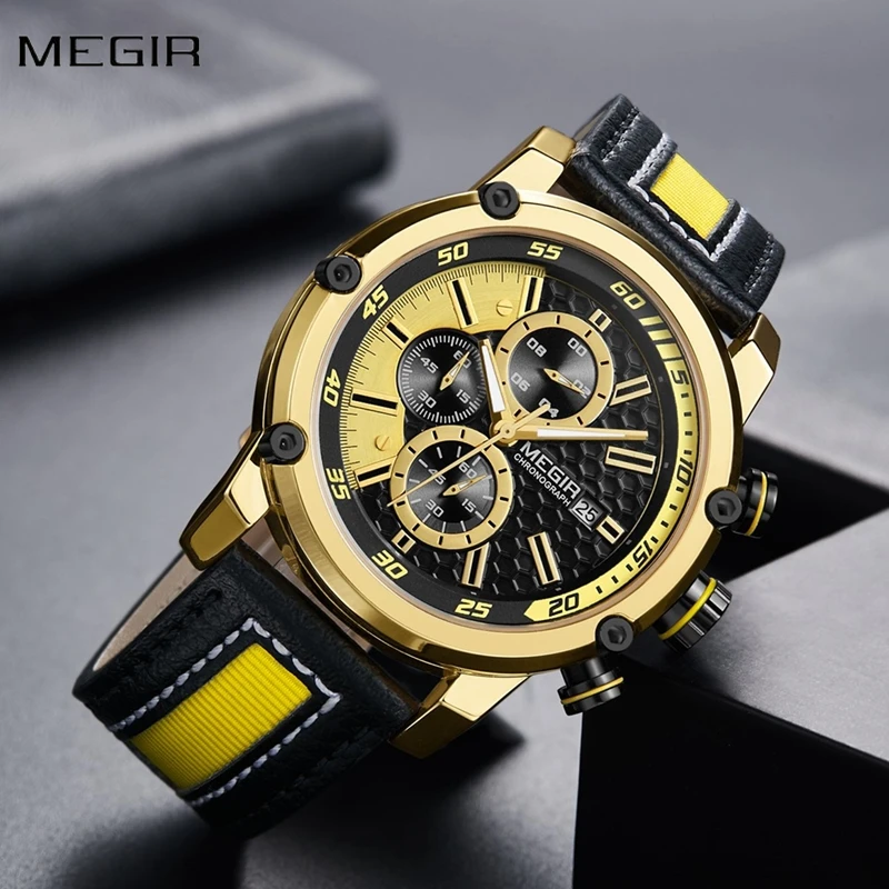 Relogio Masculino MEGIR 2019 новые модные часы Роскошные хронограф спортивные часы мужские часы мальчик водонепроницаемый кожаный Дата мужские часы