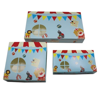 

20 Pieces White / Blue Kraft Paper Box with Printing Egg Tart Packaging Square Paper Boxes Candy Small Gift Wedding Party Box