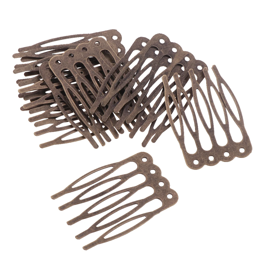 Vintage Blank Metal Hair Comb for Bridal Hair Accessories DIY 2.7cm Bronze