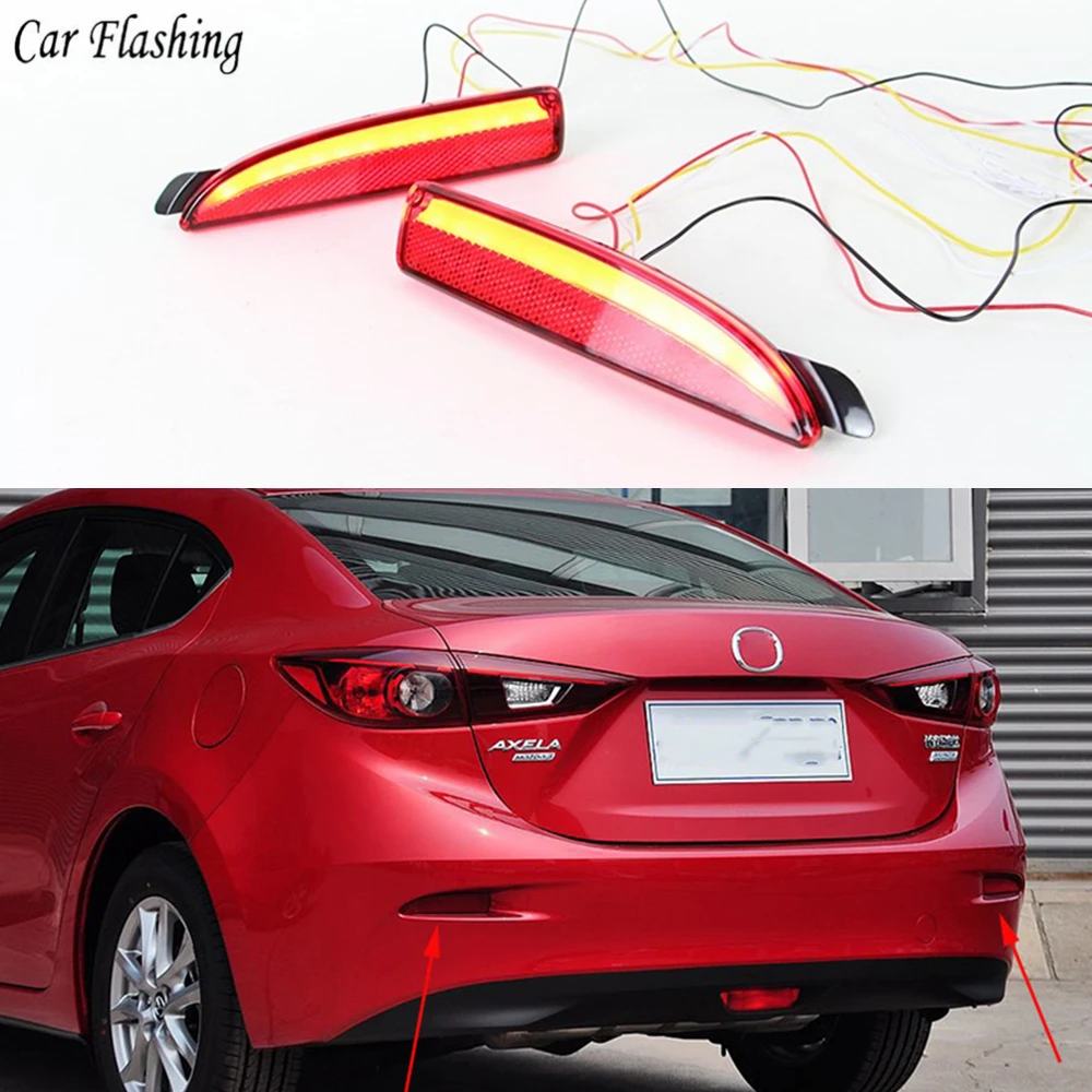 

Car Flashing 2 pcs for Mazda 3 Axela 2014 2015 2016 LED DRL Rear Bumper tail light fog lamp Brake Lights Signal Warning lamp