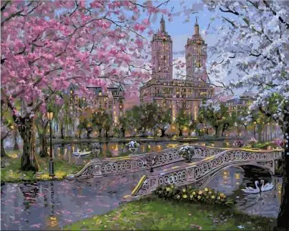 

Spring in the park paint by numbers diy canvas wall decor hand painted picture printed drawing coloring by number