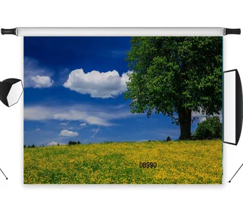 

Seamless Washable No Crease Yellow Flowers Sea Tree Natural Polyester Backdrop Background Photography Studio Props Photographic