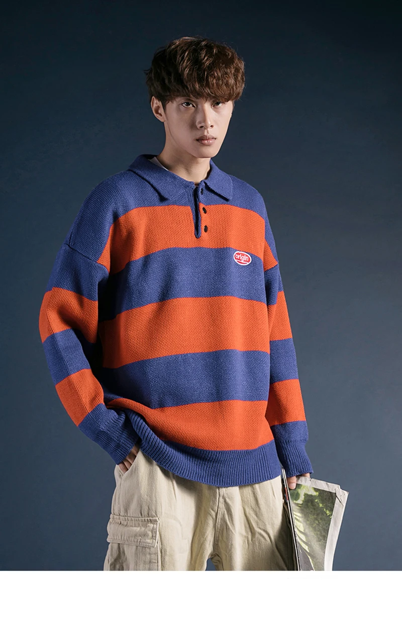 Крутые модные мужские свитера трикотажный пуловер Повседневный зимний полосатый мужской толстый свитер теплый Harajuku корейский стиль рождественский джемпер