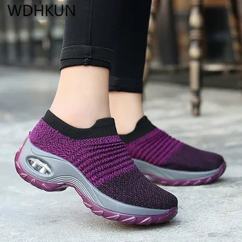 

WDHKUN Ladies Shoes 2020 New Fashion Breathable Mesh Women Sneakers Comfortable Air Cushion Casual Shoes Woman Tenis Feminino