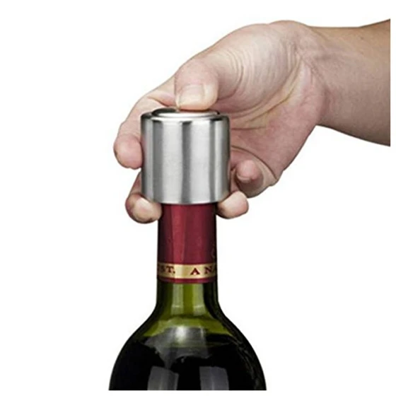 Wine Bottle Closure Silver Elegant Stainless Steel Vacuum Sealer Wine