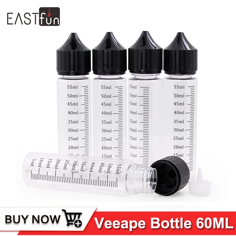 5 шт. Veeape жидкости бутылки 60 мл пустой Пластик Vape недоступном для детей Кепки