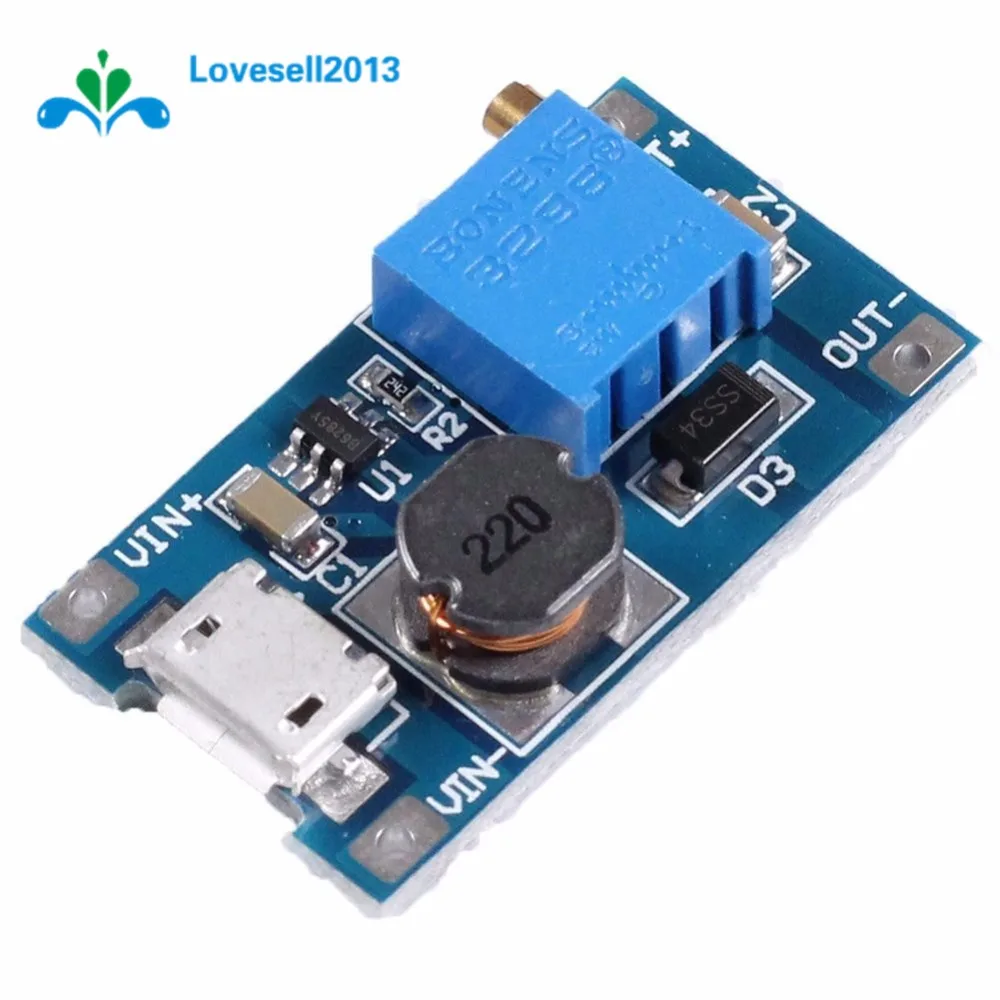 

2PCS For Replace XL6009 2A Max DC-DC Step Up Power Module MT3608 Micro USB 2-24V To 28V Adjustable Booster For Arduino