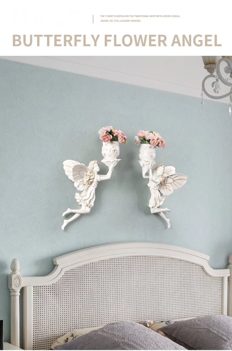 Пара европейских бабочек ангелы настенные украшения Ваза гостиная спальня вставлена гербарий настенный