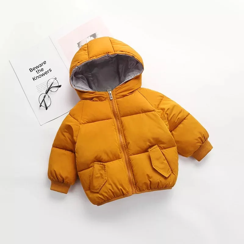 Новая хлопковая куртка-пуховик для мальчиков и девочек, зимняя куртка короткая хлопковая куртка для новорожденных в возрасте от 3 old-6years лет - Цвет: CAMEL