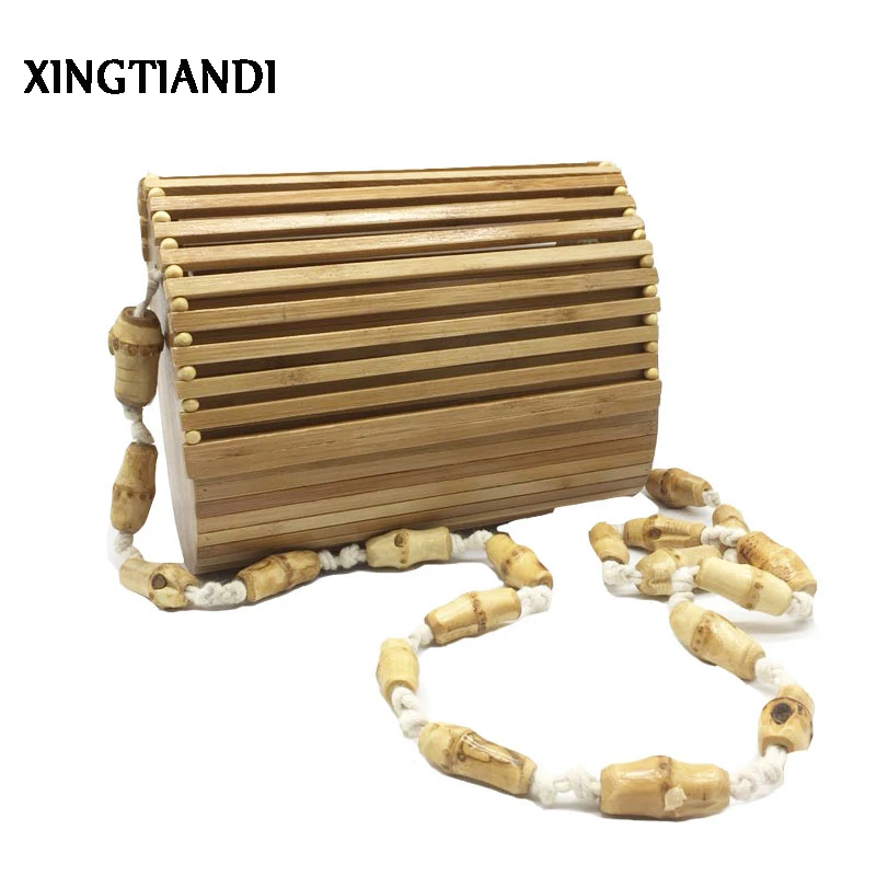

Women Beach Bamboo Bag Hollow Out Crossbody Shopping Straw Bags Travel Handbag Shoulder Bag 2018 NEW Fashion
