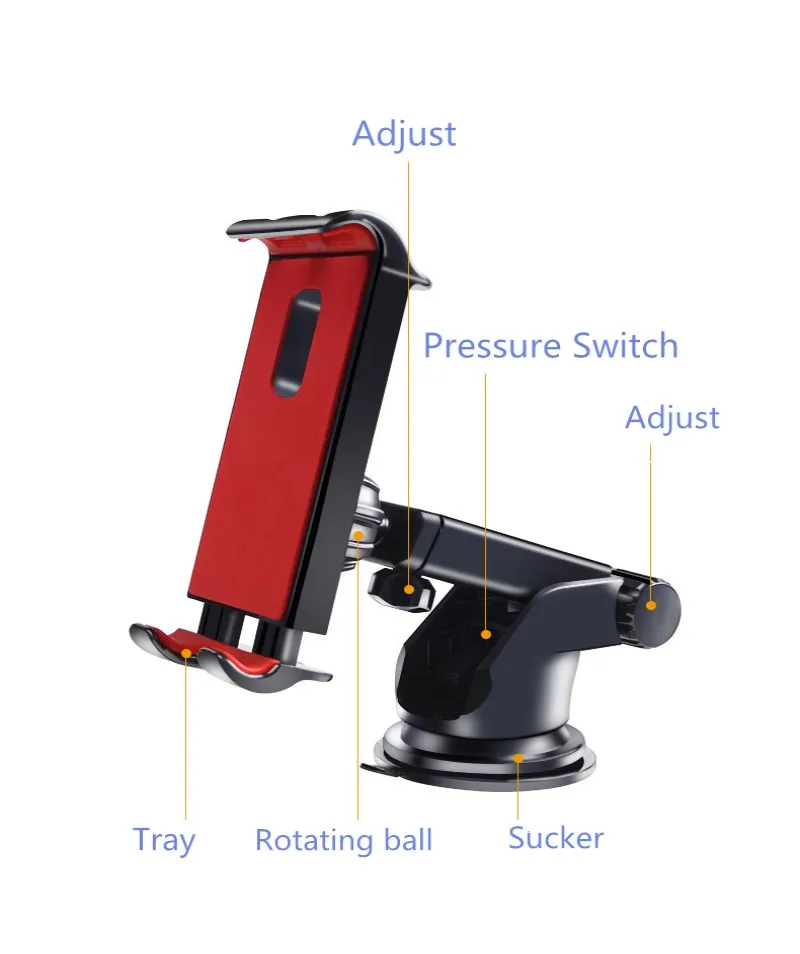 Автомобильный держатель для планшета samsung, huawei, IPAD pro, air mini 1234, gps, телефона, Регулируемая на 360 градусов, подставка на присоске для мобильного телефона