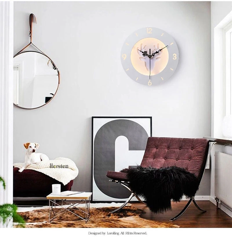 Modern Creative Clock Design LED Wall Lamp Nordic Simple Decorative Wall Lights For Living Room Bedroom Kids Room Aisle (3)