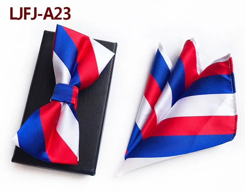 Мужской модный галстук набор полиэфирных шелковых галстуков наборы из двух частей жаккардовые галстуки для мужчин галстук носовой платок галстук-бабочка - Цвет: LJFJ-A23