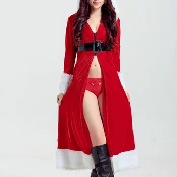 

New Arrival red Sexy Queens Christmas Costumes Role Play Santa Claus Costume cosplay game clothing