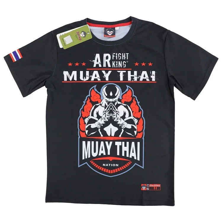 ROLLHO Рашгард MMA Muay Thai T костюм футболка с шортами с принтом эластичное сжатие BJJ MMA короткие боксерские Джерси Фитнес, тренажерный зал