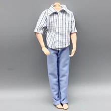 1set Casual Wear Plaid Doll Clothes Pants Trousers For Barbie Ken Doll boy friend toy gift