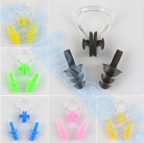 1set Soft Silicone Waterproof Swimming Diving Surf Water Sports Protection Earplugs Nose Clip with Case Bag Swim Pool Gear tool