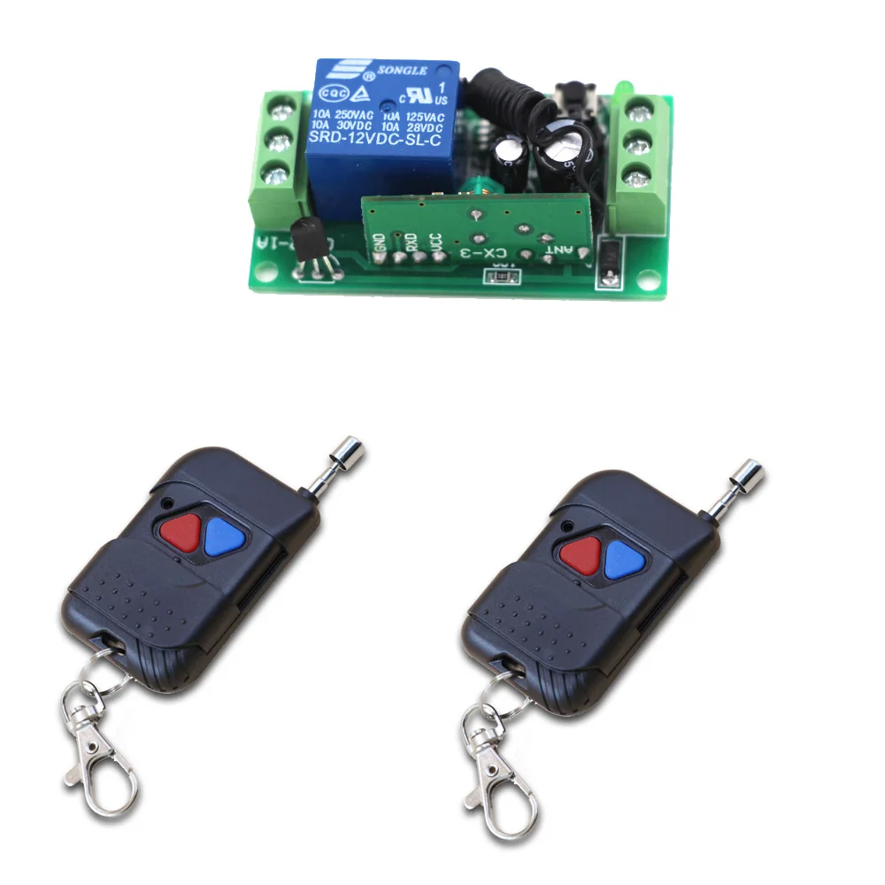 

RF Wireless Remote Control Switch Teleswitch DC 12V 10A Relay 1CH Receiver + 2 Transmitter Fixed Code 315MHZ
