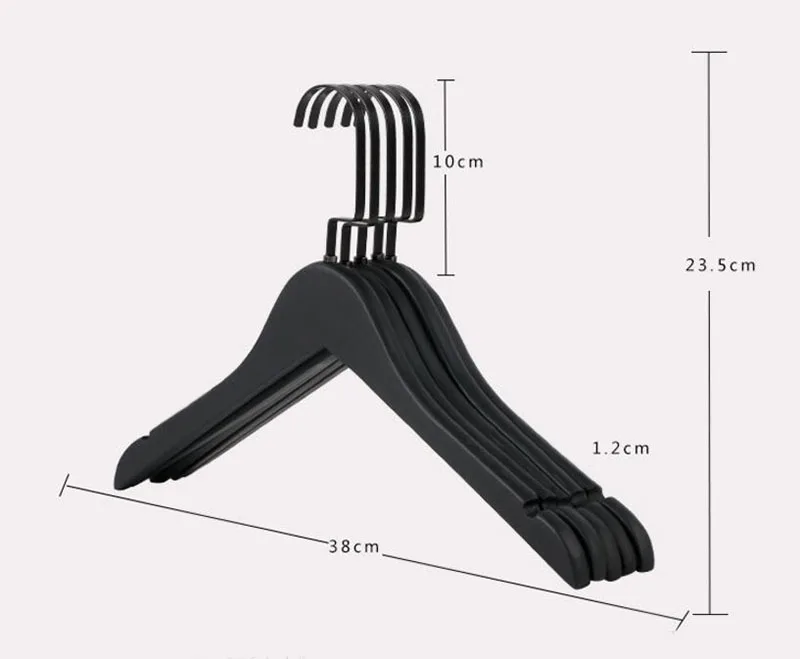 High Quality Black Wood Clothes Hanger for Suit Coat Shirt, Black Wooden Pants Skirt Hanger with Clips (12 Pcs/ Lot )