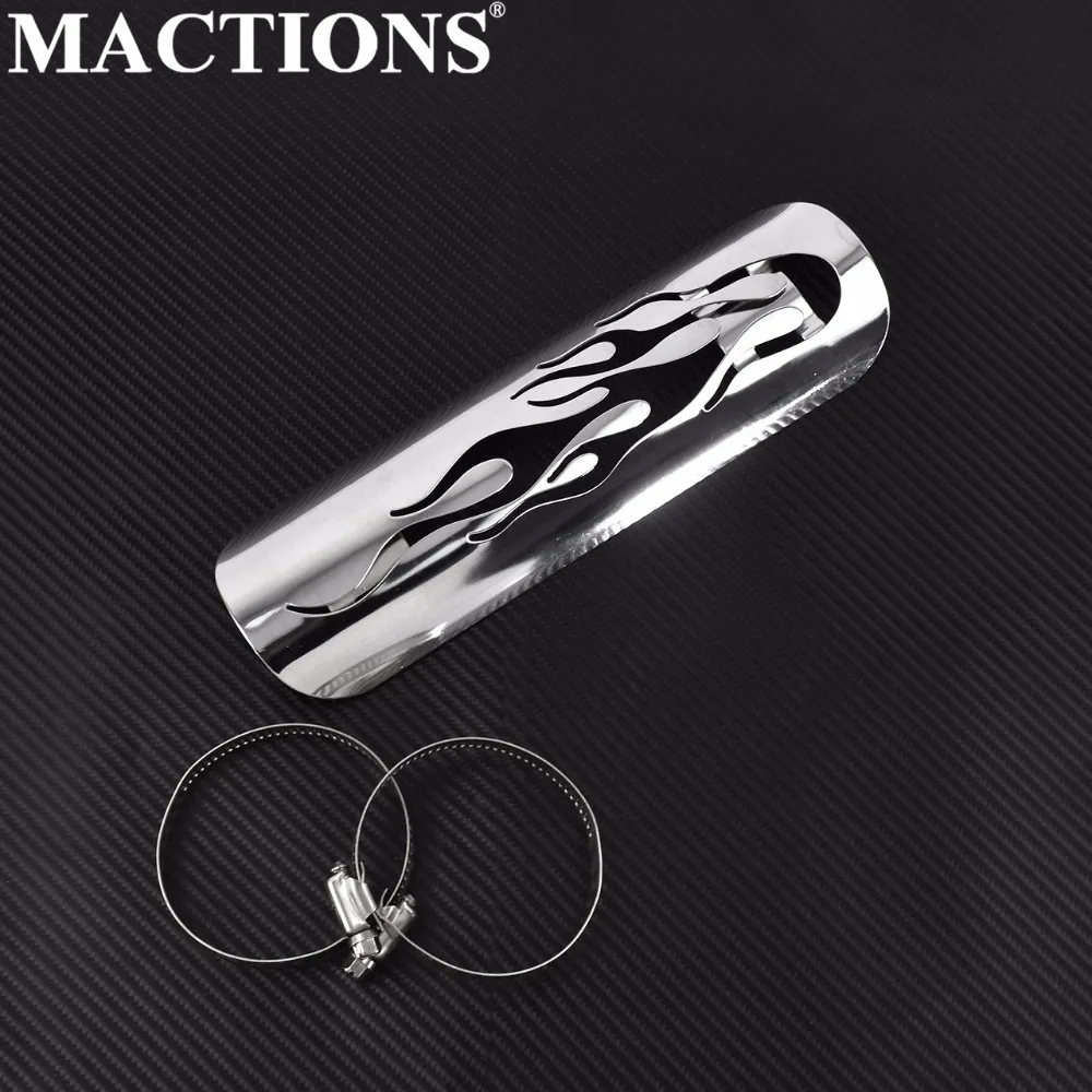 Chrome Motorcycle 9" Exhaust Pipe Shield Flame Exhaust Muffler Silencer