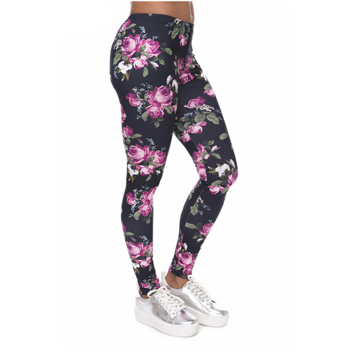 Roses Print Sporting Leggings Sexy Women Fitness High Elastic Skinny Pants Fashion Clothing For Women Push Up Workout Leggings Leggings