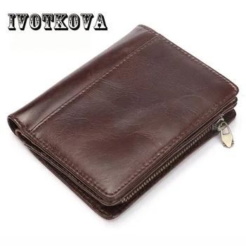 

IVOTKOVA Genuine Leather Wallet Men PORTFOLIO MAN Male Small Wallet With Coin Purse Pockets Slim Fashion Mini Wallet
