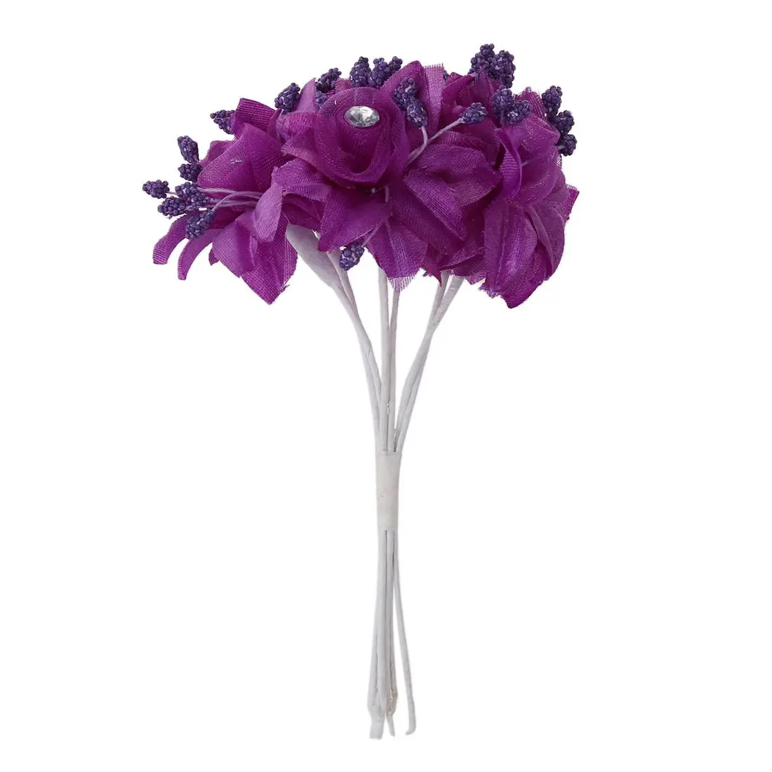 

6pcs artificial roses gauze diamond wedding shoes headdress DIY home decoration artificial flowers bridal wreath collage(purpl