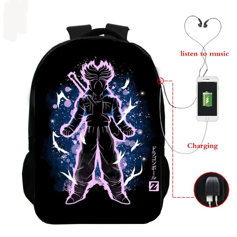 Dragon Ball Z Super Mochila рюкзак с Гоку для наушников школьные сумки дорожные сумки Повседневная сумка для книг usb зарядка SAC A DOC - Цвет: 14