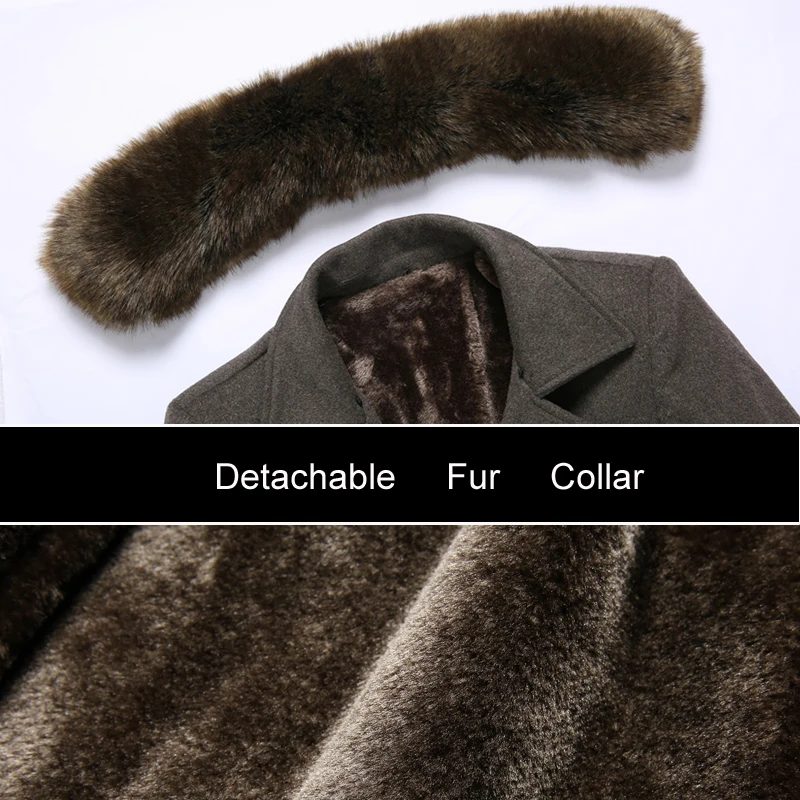 Зимняя Новая повседневная Толстая теплая куртка Laine Homme высокое качество тонкий большой меховой воротник мужские пальто
