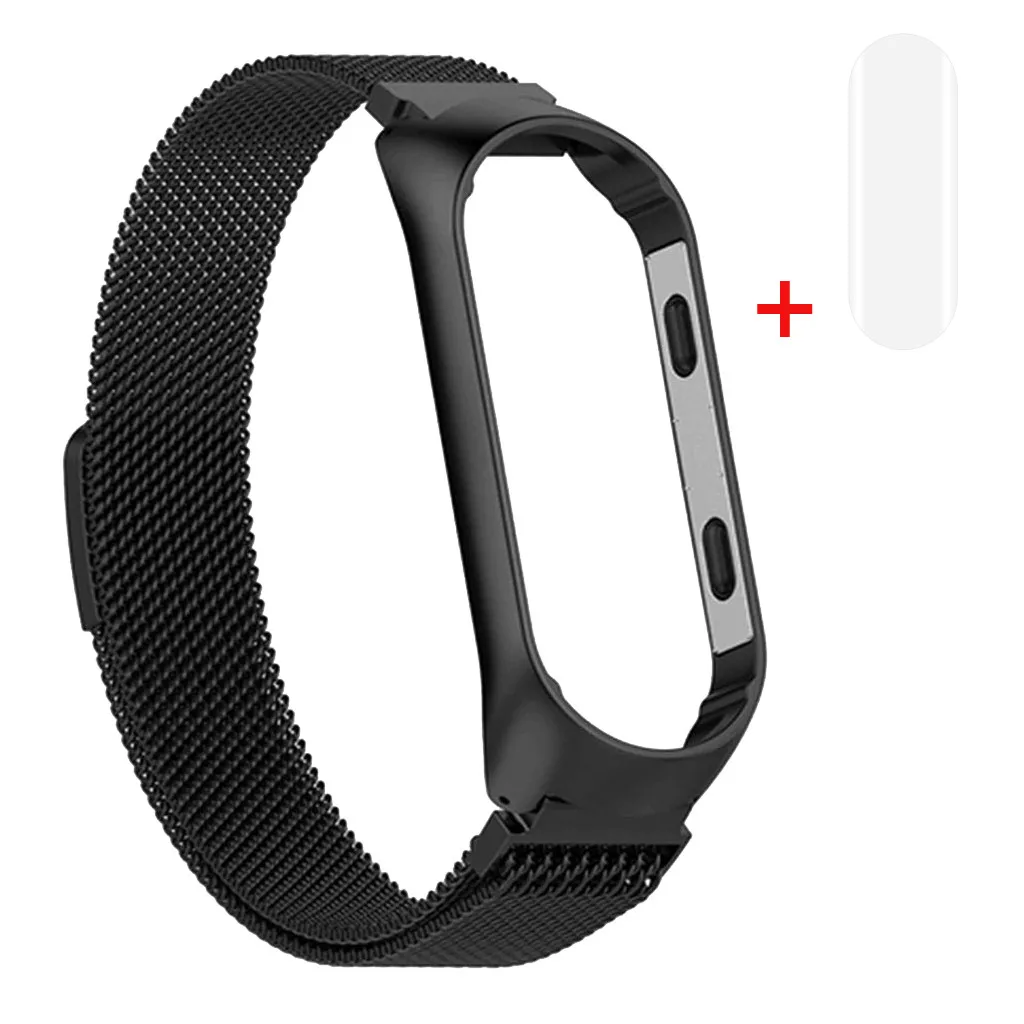 

Fashion Watch Accessories Watchband 180mm For Xiaomi Mi Band 4 Milanese Magnetic Stainless Steel Watch Band Strap + Film x Gifts