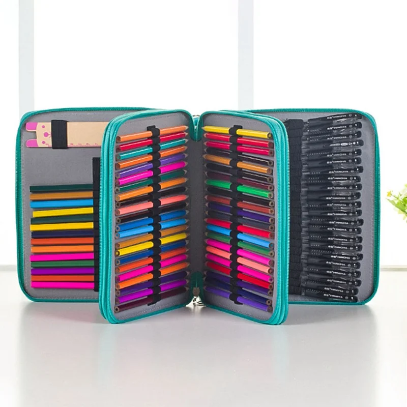 

4 Layers Pencil Case Bag Organizer Storage Handy Leather Large Capacity Pen Holder Box For Student Gift Art Supplies