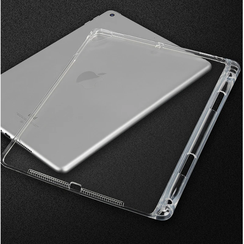 

For iPad 9.7 2018 Case Soft Transparent Silicon TPU Back With Pencil Slot Cover for iPad Pro 11 2018 Air 2 1 Pro 10.5 Casing+Pen