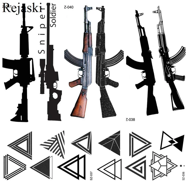 Black Small Gun Sniper Tattoo Stickers Women Body Art Arm Temporary Tattoo  AK M416 Men Sexy Wrist Waterproof Tatoos AWM 98K  Wish