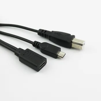 

10x USB 3.1 Type C Female to Micro Male and USB 2.0 B Male Plug Data Charging Y Splitter Connector Cable 30cm/1ft